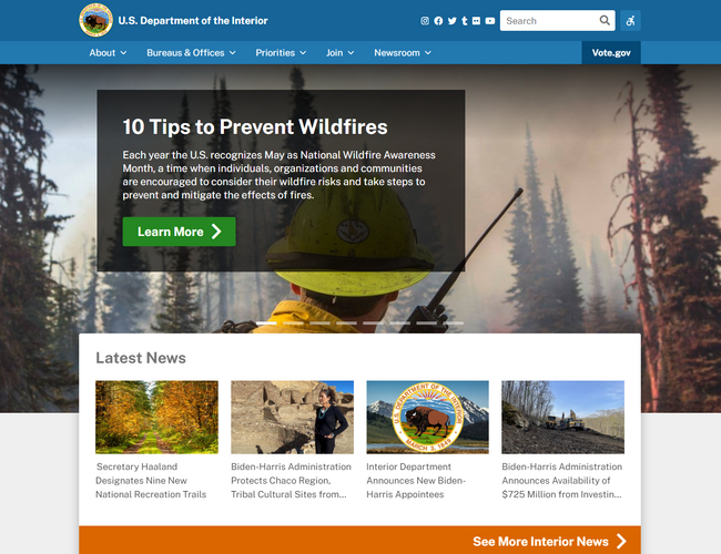 美國內政部官網